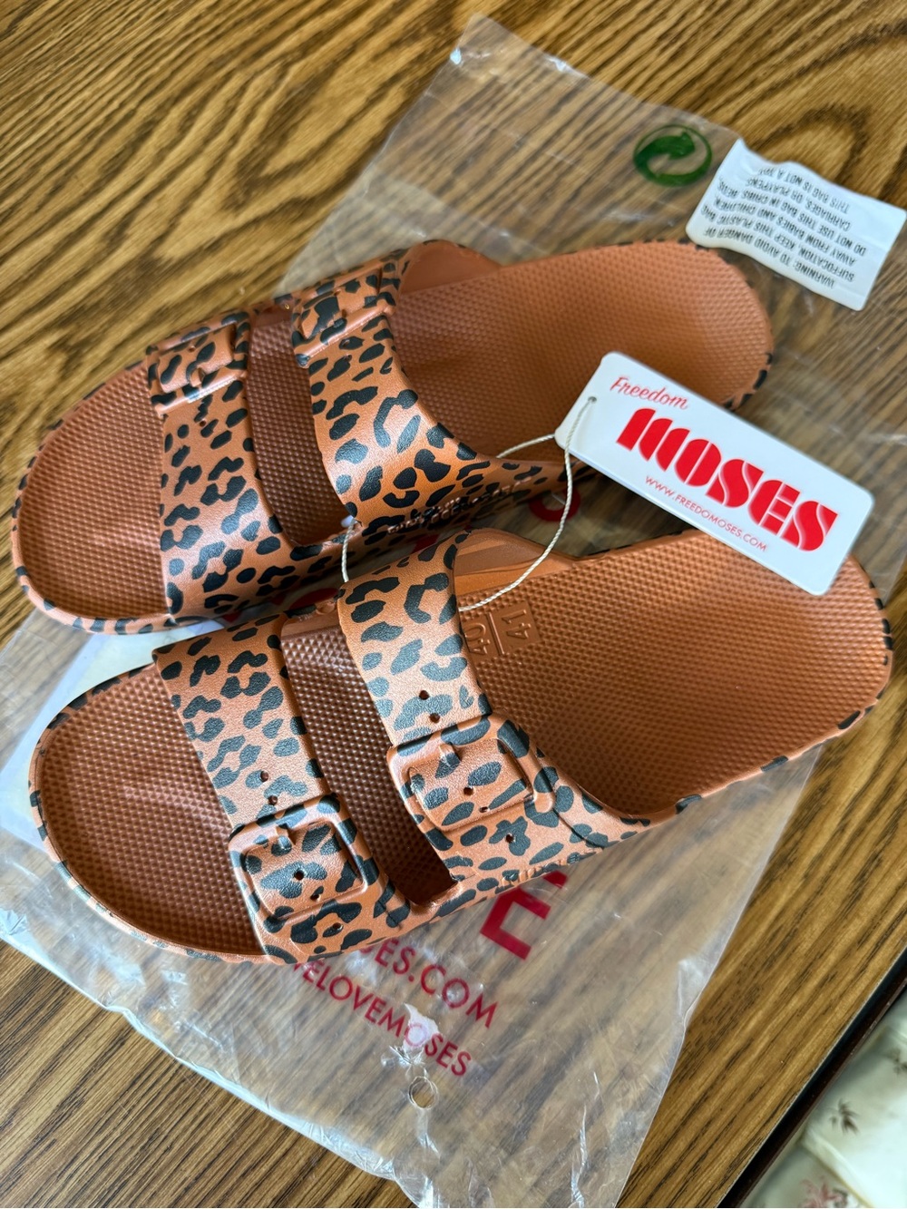 Moses Leopard Print Brown Slide Sandals